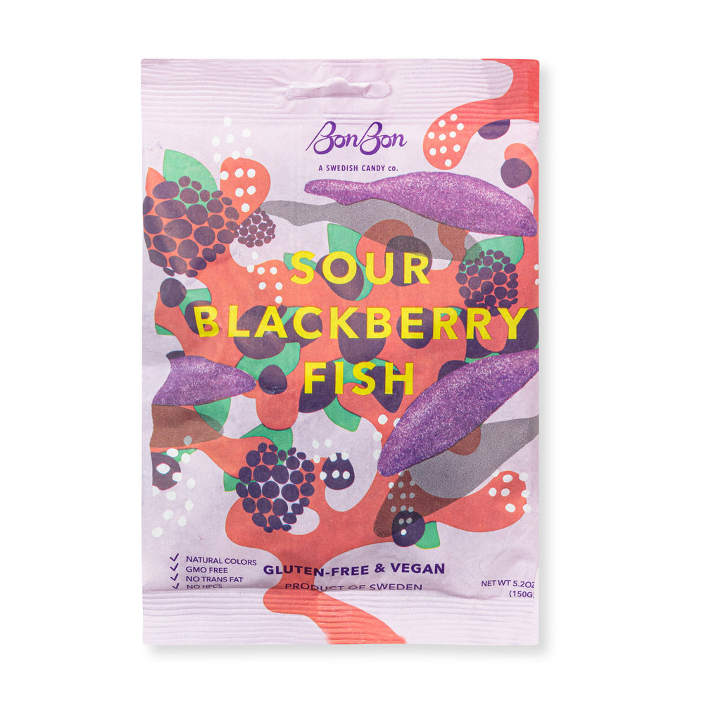 BonBon Gummy Fish Candy – Sour Blackberry