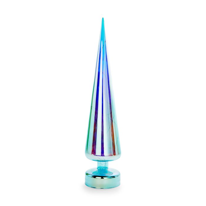 MoMA LED Glass Lighted Tree- Large – Teal Iridescent