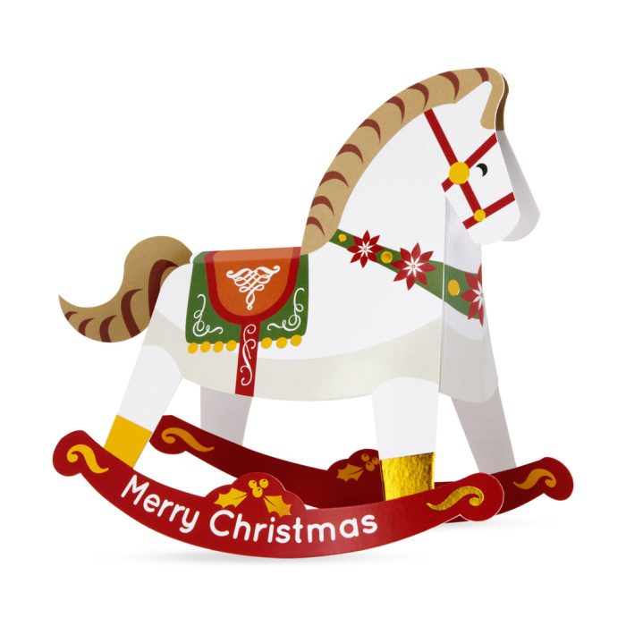 Christmas Rocking Horse Holiday Pop-Up Cards – Set of 8