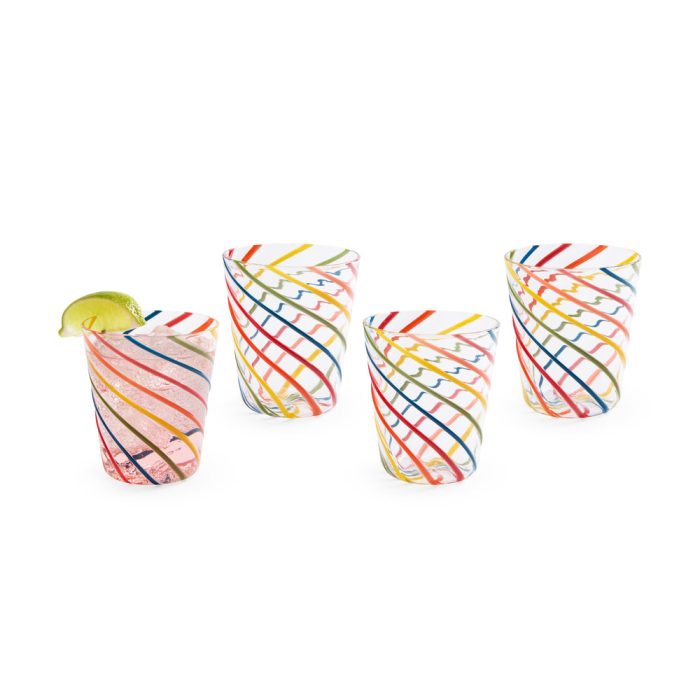 Rainbow Swirl Glassware – Set of 4 – Tumbler Set of 4