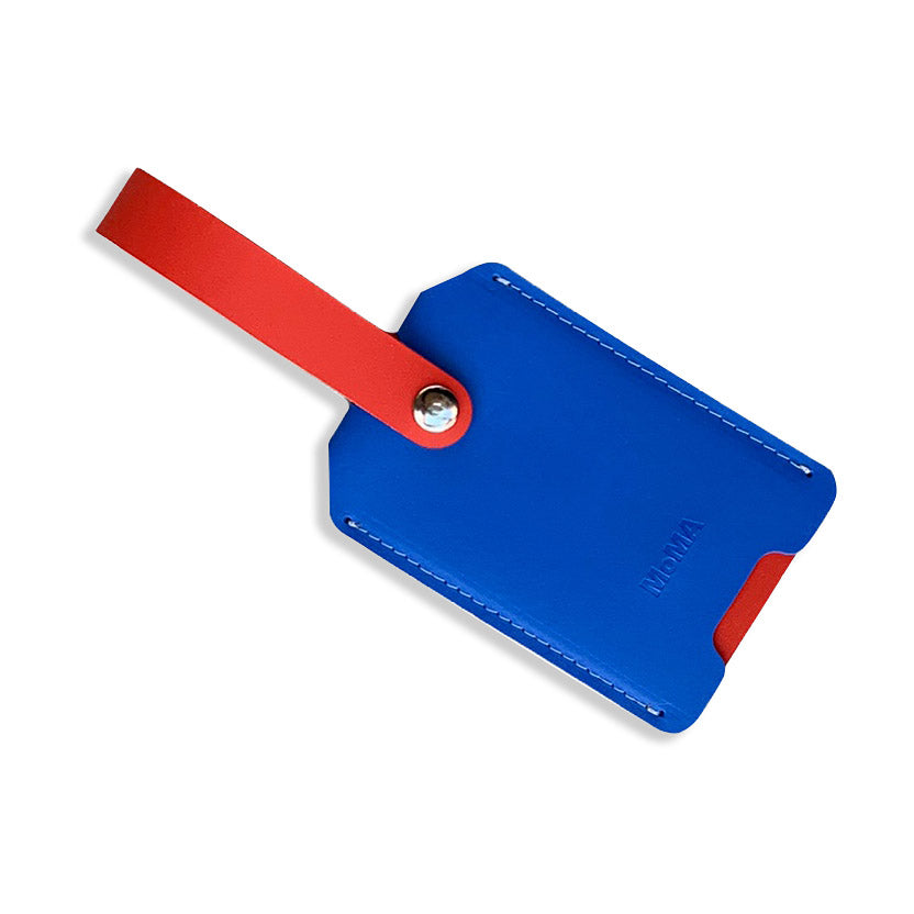 Primary Recycled Leather Luggage Tag – Red/Blue