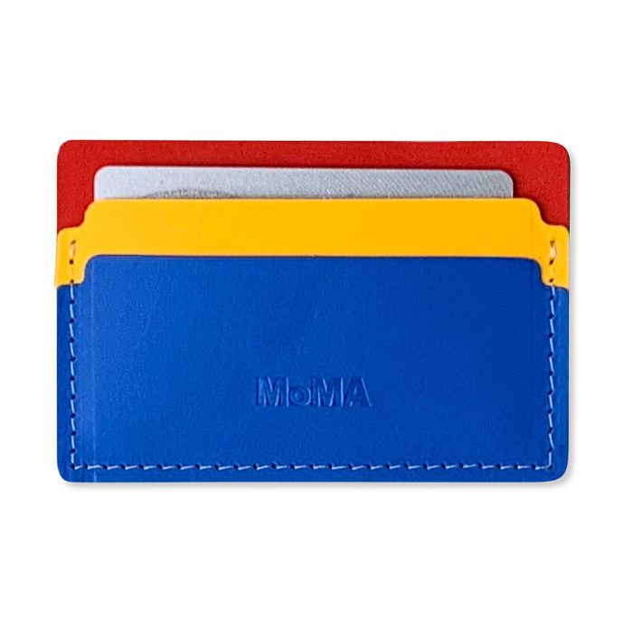 Primary Recycled Leather Cardholder – Blue/ Red