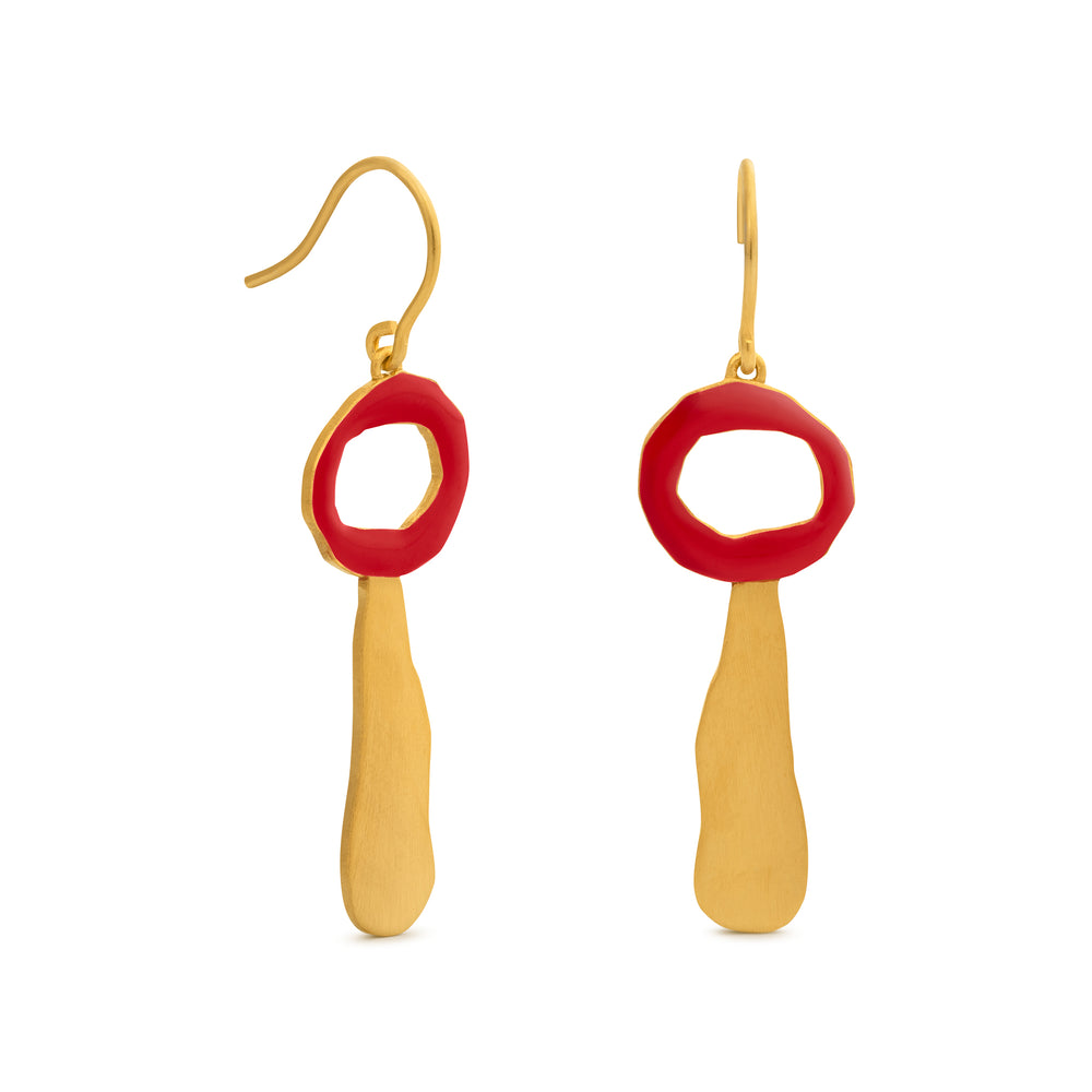 Joan Miró Gold-Plated Circle Teardrop Earrings