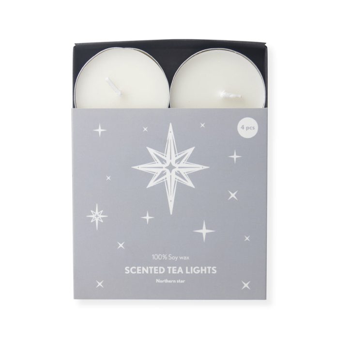Scented Tea Light Candles – Set of 4 – Vanilla & White Musk