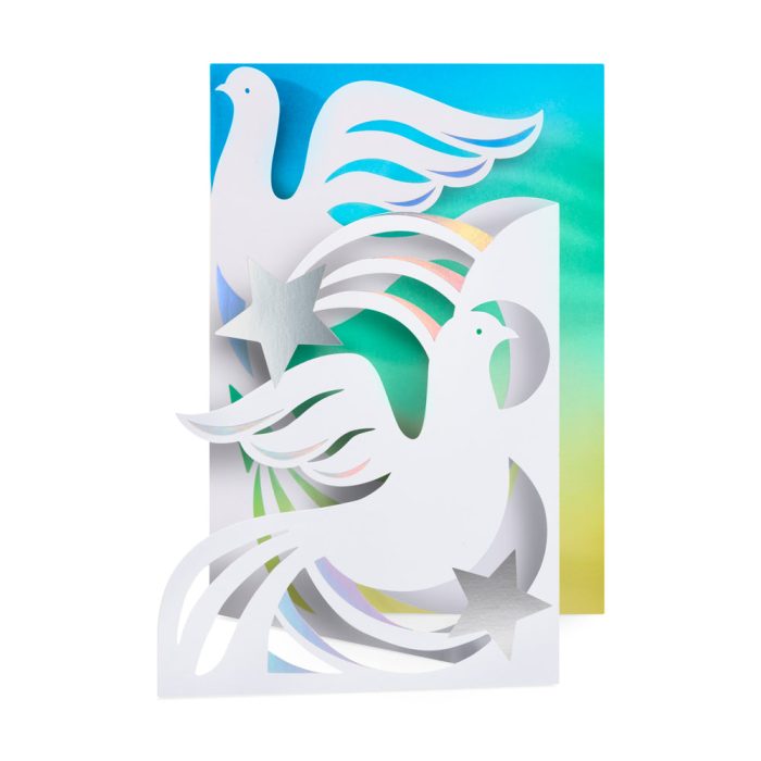 Sparkling Doves Holiday Pop-Up Cards – Set of 8