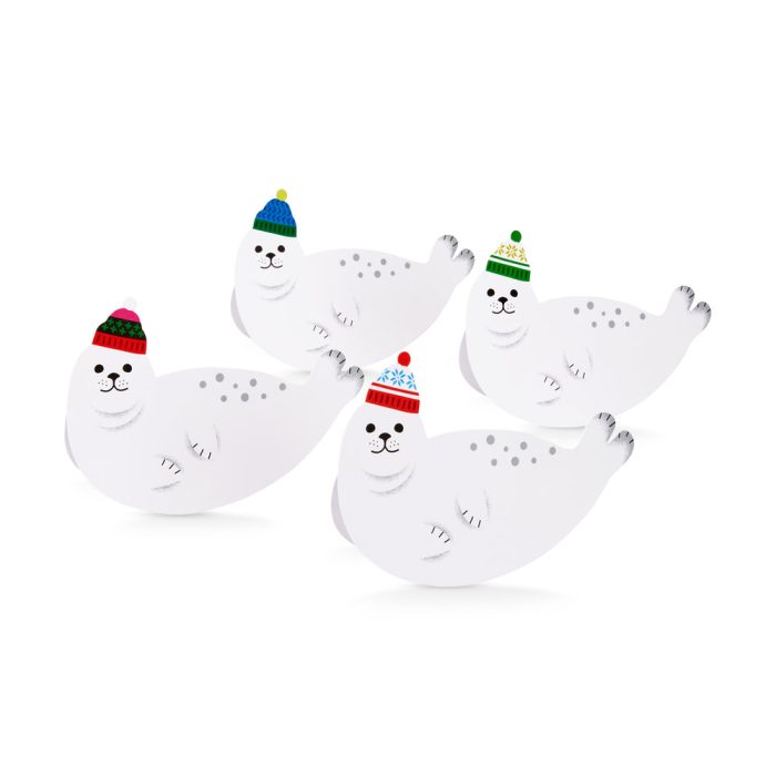 Snowy Seals Holiday Pop-Up Cards – Set of 8