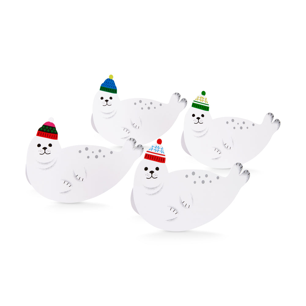 Snowy Seals Holiday Pop-Up Cards – Set of 8