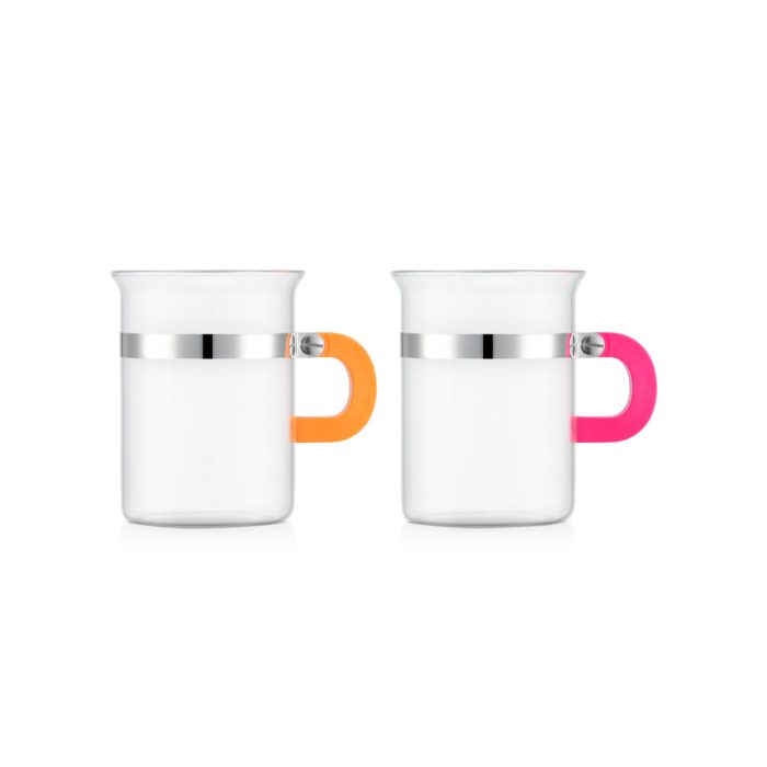 Bodum Chambord Coffee Cups – Set of 2 – Neon Orange / Pink