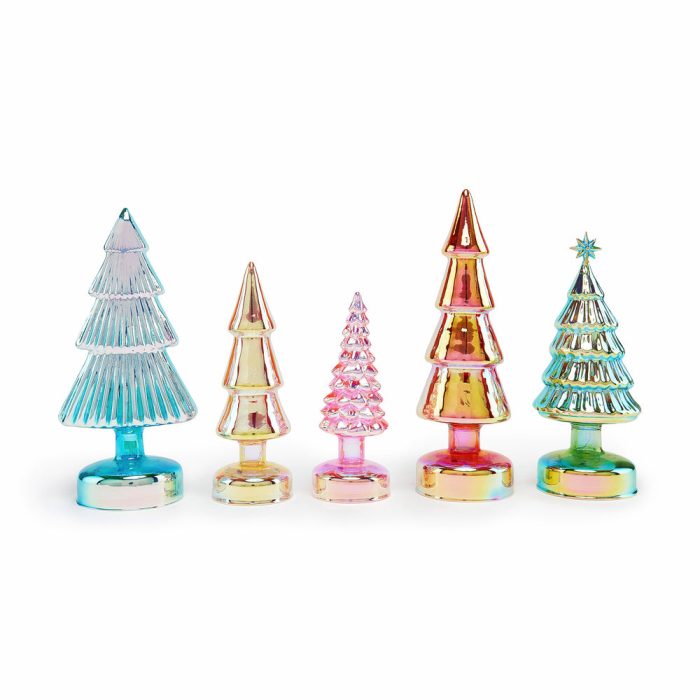 MoMA Colorful LED Lighted Trees – Set of 5 – Small – Multi