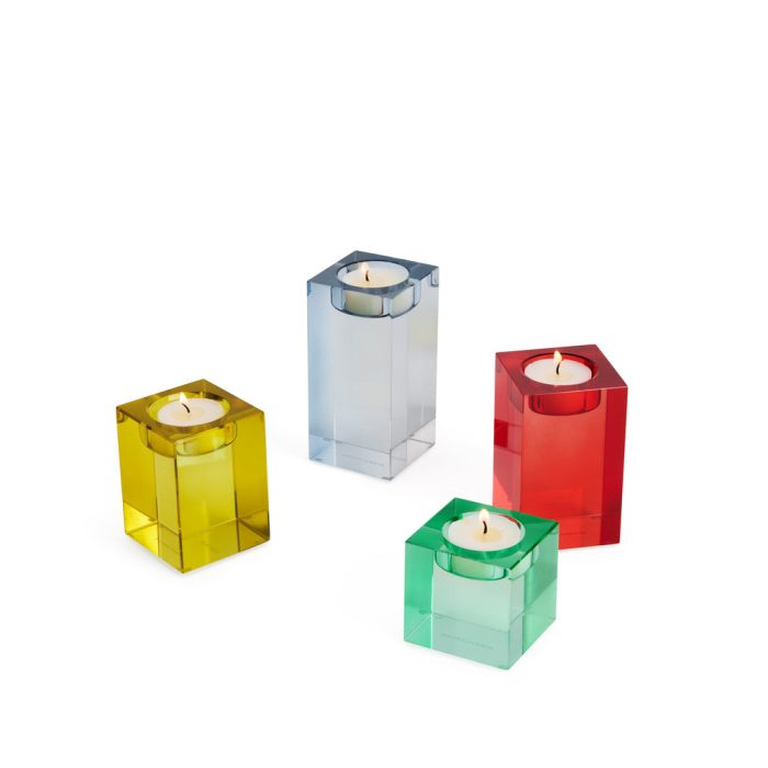 Color Block Glass Candle Holders – Set of 4