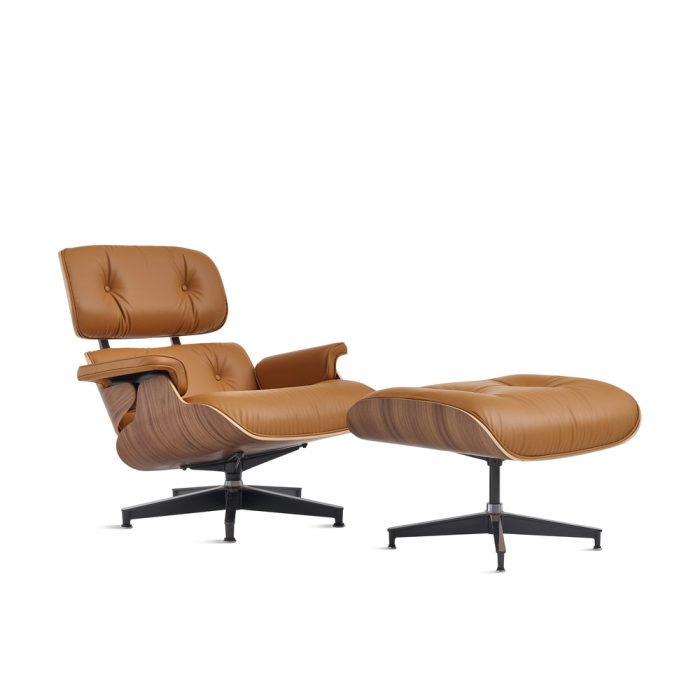 Eames Lounge Chair and Ottoman from Herman Miller – Walnut/ Russet Bamboo Leather