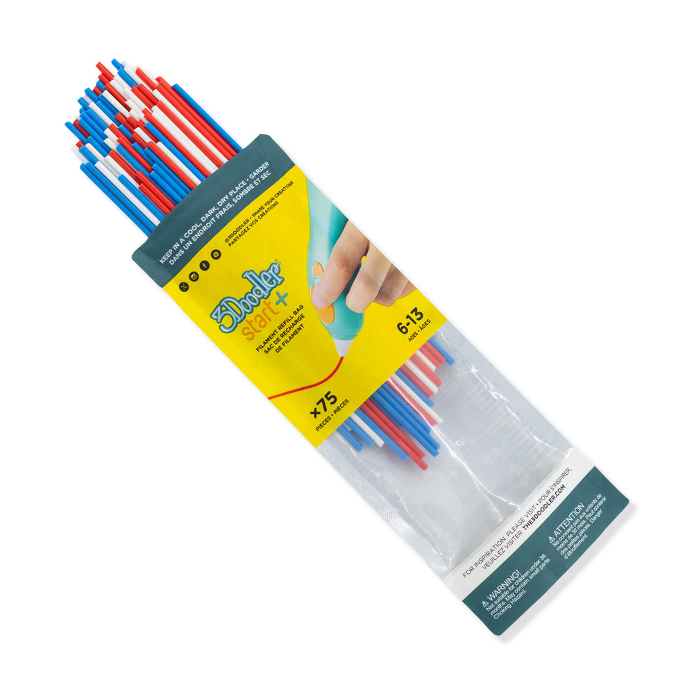 3Doodler Start+ 3D Pen Filament Refill Bag – 75 Strands – Star & Stripes