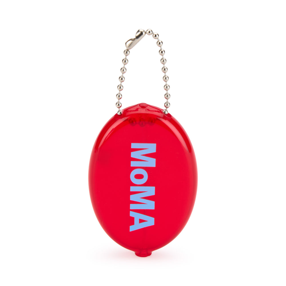 Colorful MoMA Vinyl Coin Pouch – Red/ Light Blue