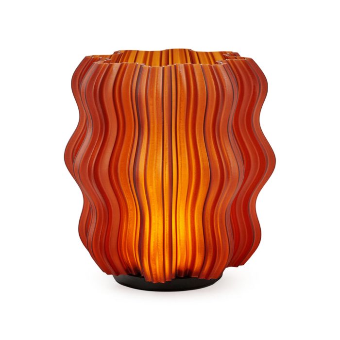 Mini Wavy Recycled Plastic Portable Table Lamp – Amber