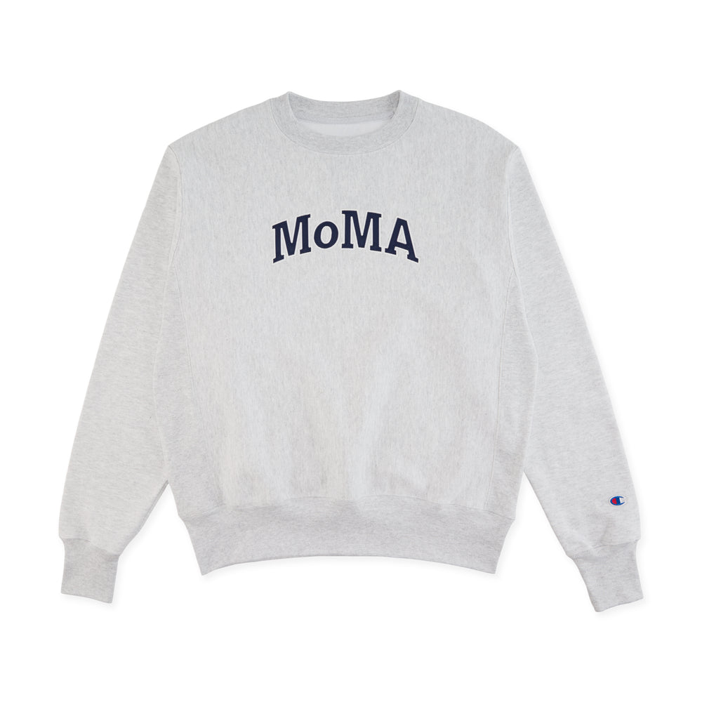 Champion Crewneck Sweatshirt – MoMA Edition – Silver Gray/ Navy