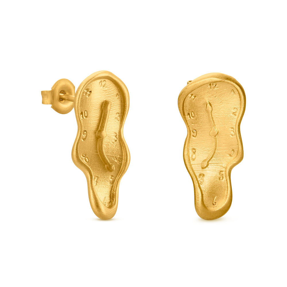 Salvador Dalí Gold-Plated Melting Clock Post Earrings – Gold