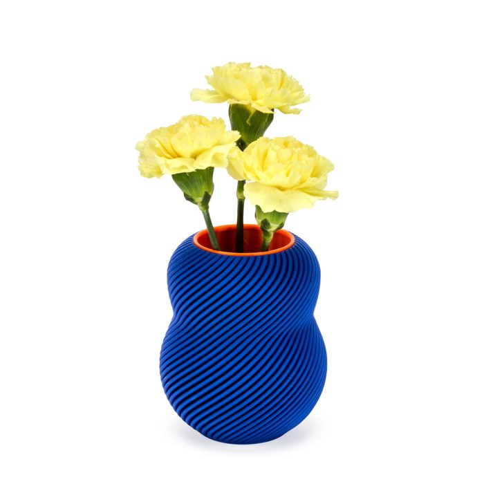 Bloom 3D-Printed Vase – Electric Blue/ Neon Orange