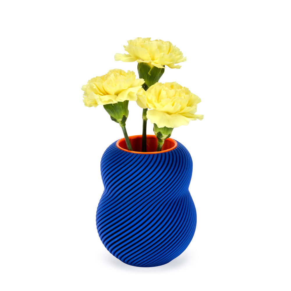 Bloom 3D-Printed Vase – Electric Blue/ Neon Orange