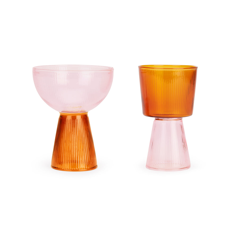 Oorun Didun Glass Cups by Yinka Ilori – – Pink/ Amber