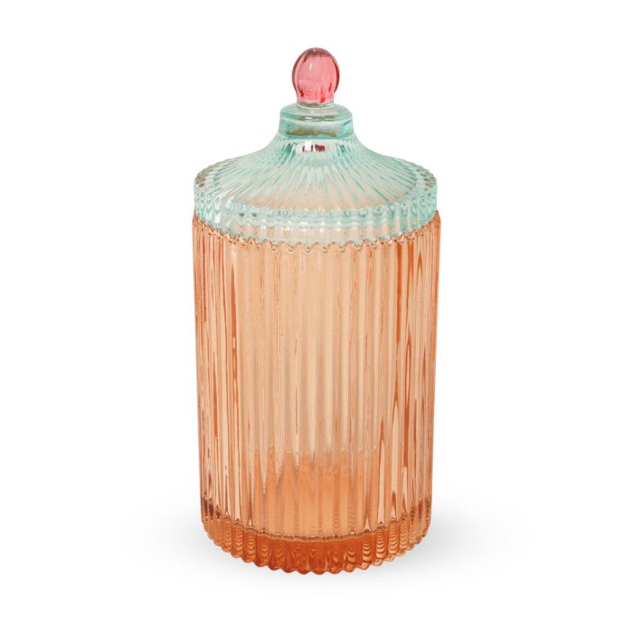 Candy Stripe Glass Storage Jar – Orange/ Light Mint