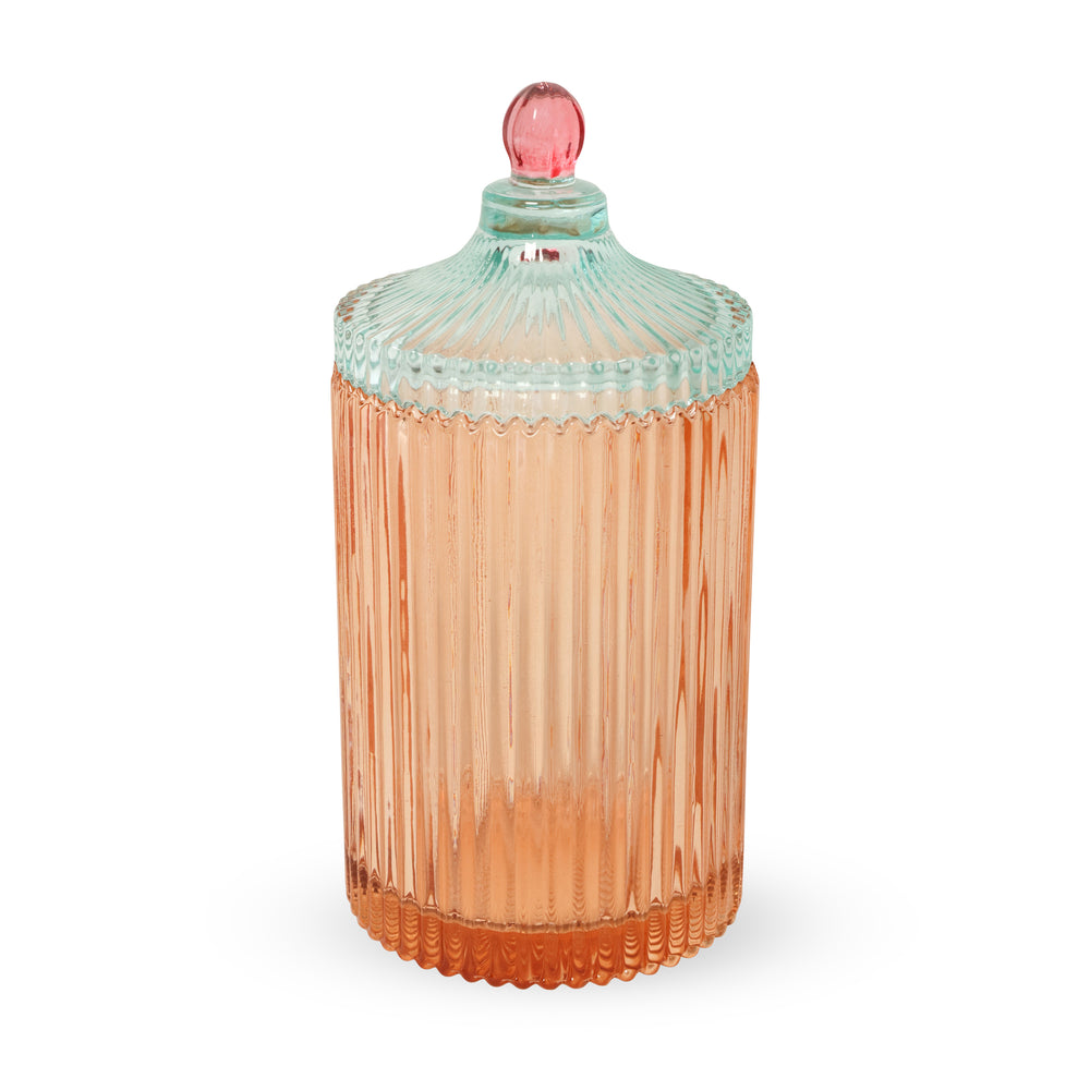 Candy Stripe Glass Storage Jar – Orange/ Light Mint