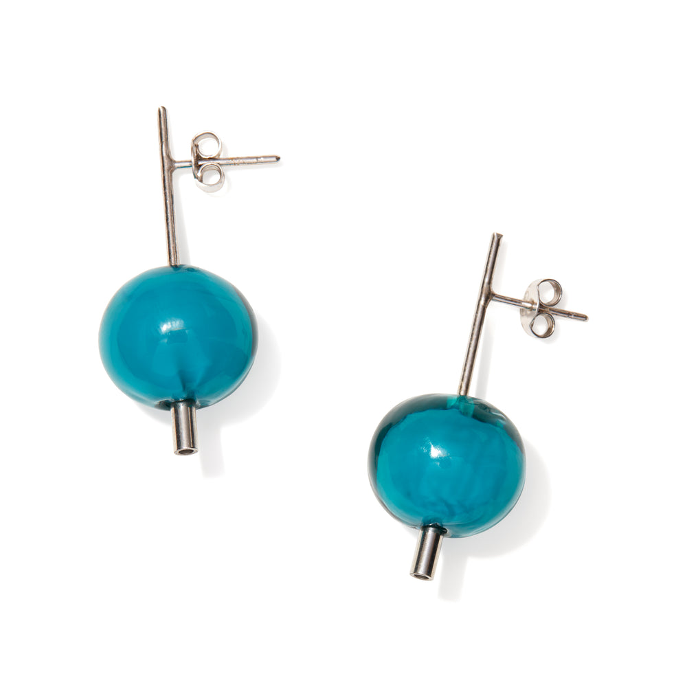Paletto Glass Sphere Earrings – Teal