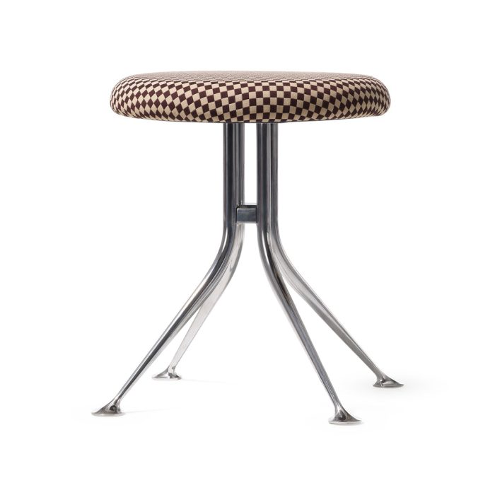 Alexander Girard Upholstered Stool from Herman Miller – Checker Sienna Dark/ Khaki