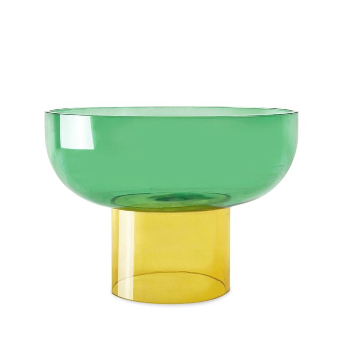 Dual Color Glass Fruit Bowl – Green/ Yellow