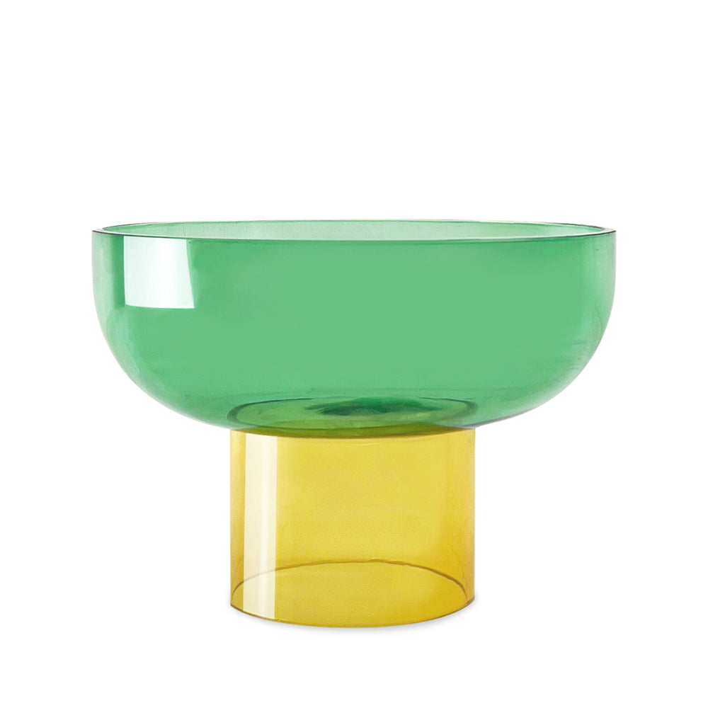 Dual Color Glass Fruit Bowl – Green/ Yellow