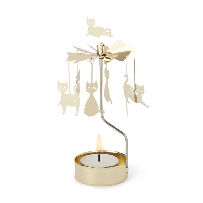 Cat Family Rotary Tea Light Candle Holder