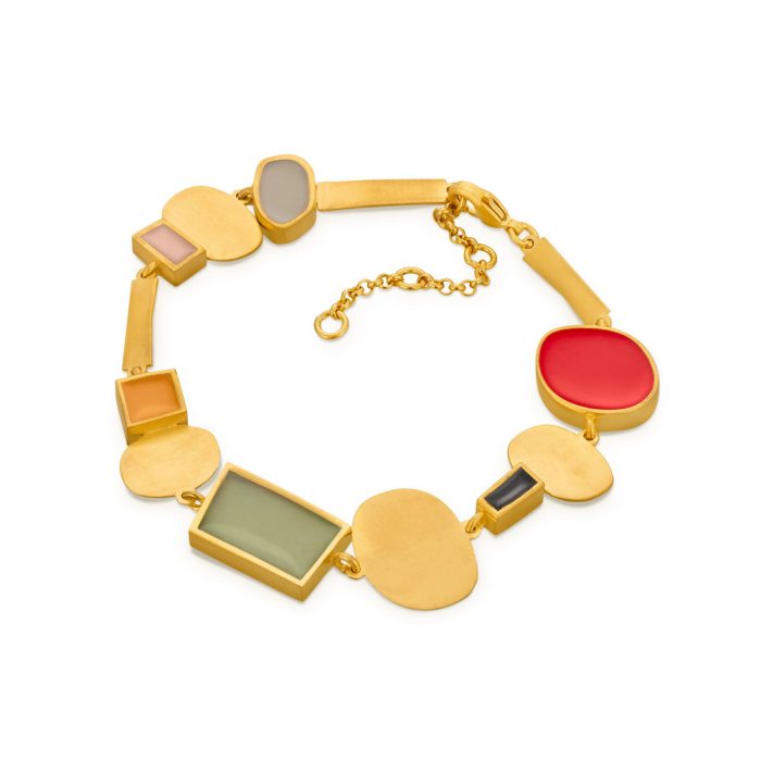 Geometric Collage Gold-Plated Bracelet