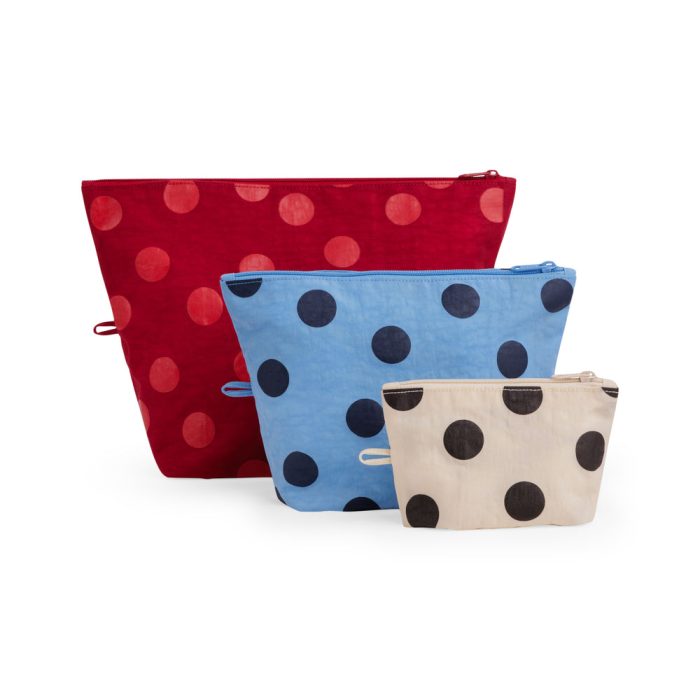 Baggu Recycled Nylon Go Pouches – Set of 3 – Polka Dot Mix