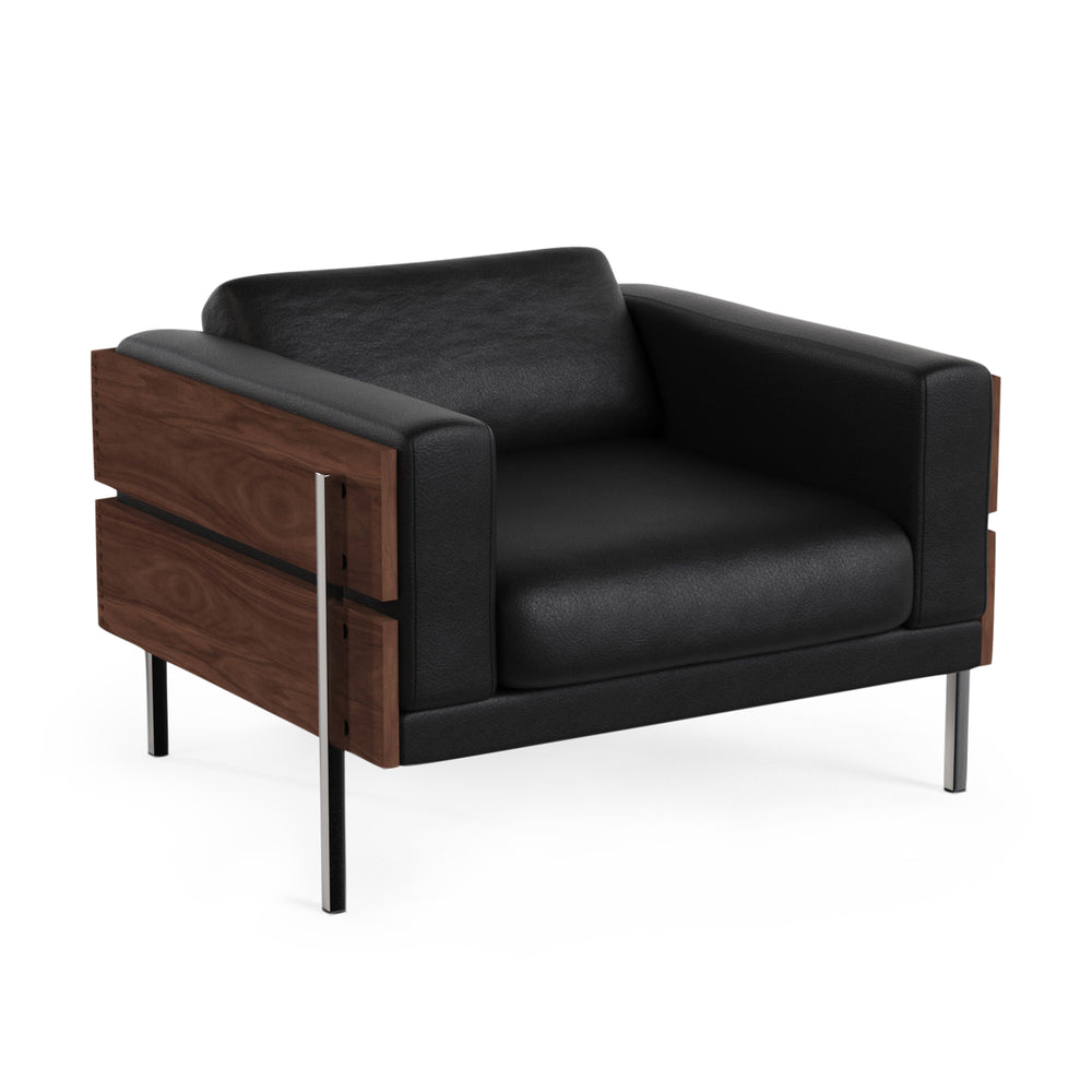 Forum Armchair – Walnut/ Black Leather