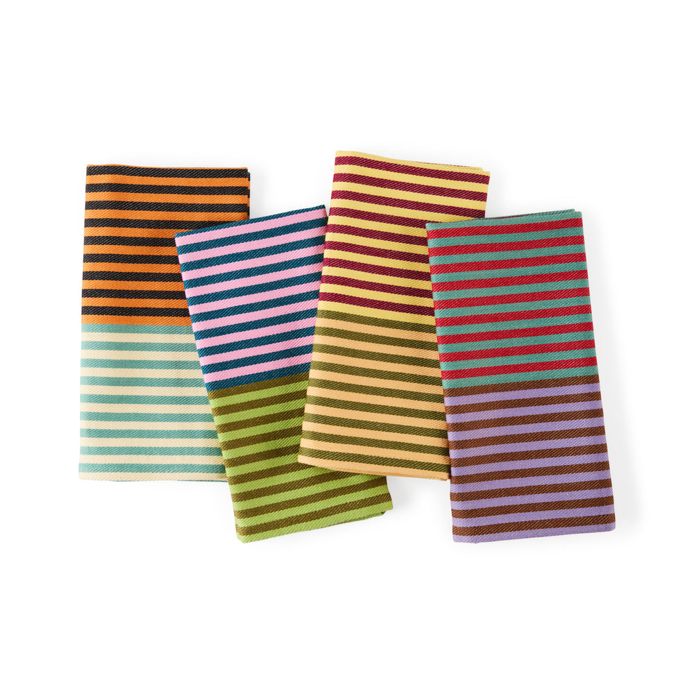 Dusen Dusen Striped Cotton Napkins – Set of 4 – Dual Stripe
