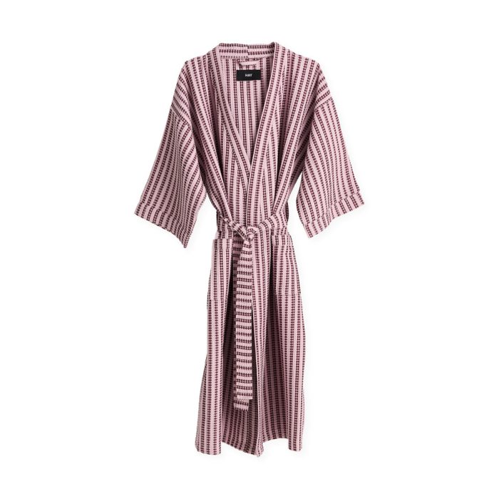 HAY Striped Waffle Bathrobe – Stripe Cool Pink