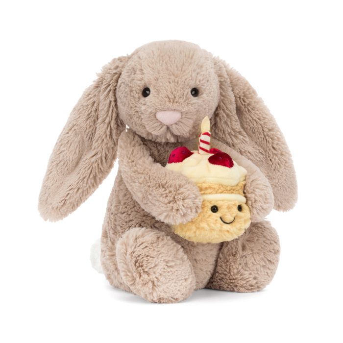 Jellycat Blossom Petal Bunny Plush – Bashful Beige Birthday Bunny