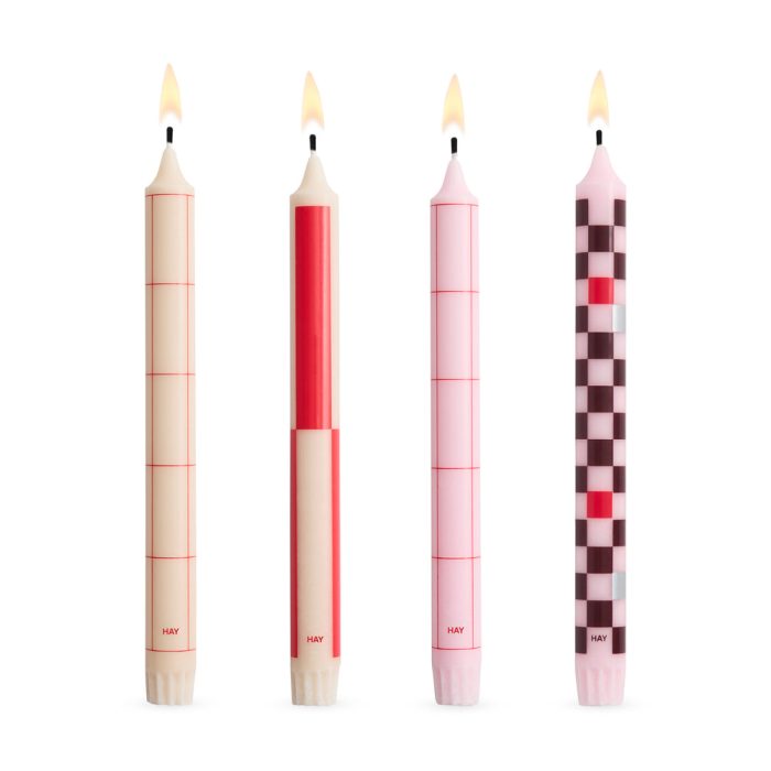 HAY Pattern Taper Candle – Reds/ Bordeaux