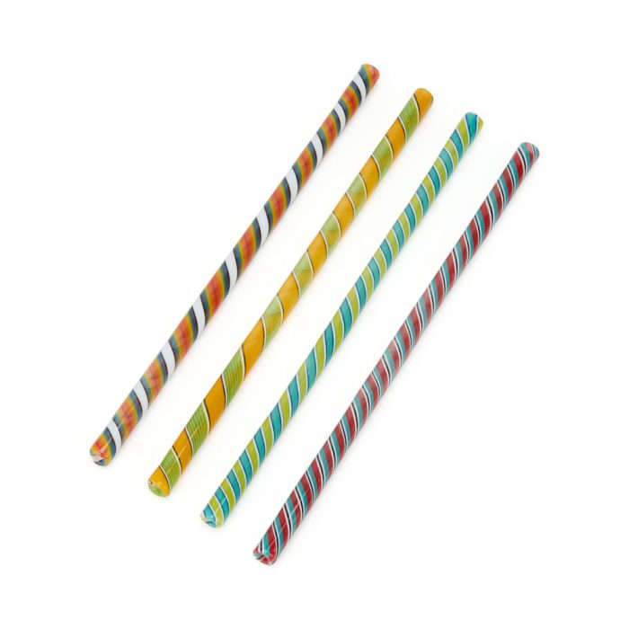 Candy Stripe Glass Straws – Set of 4