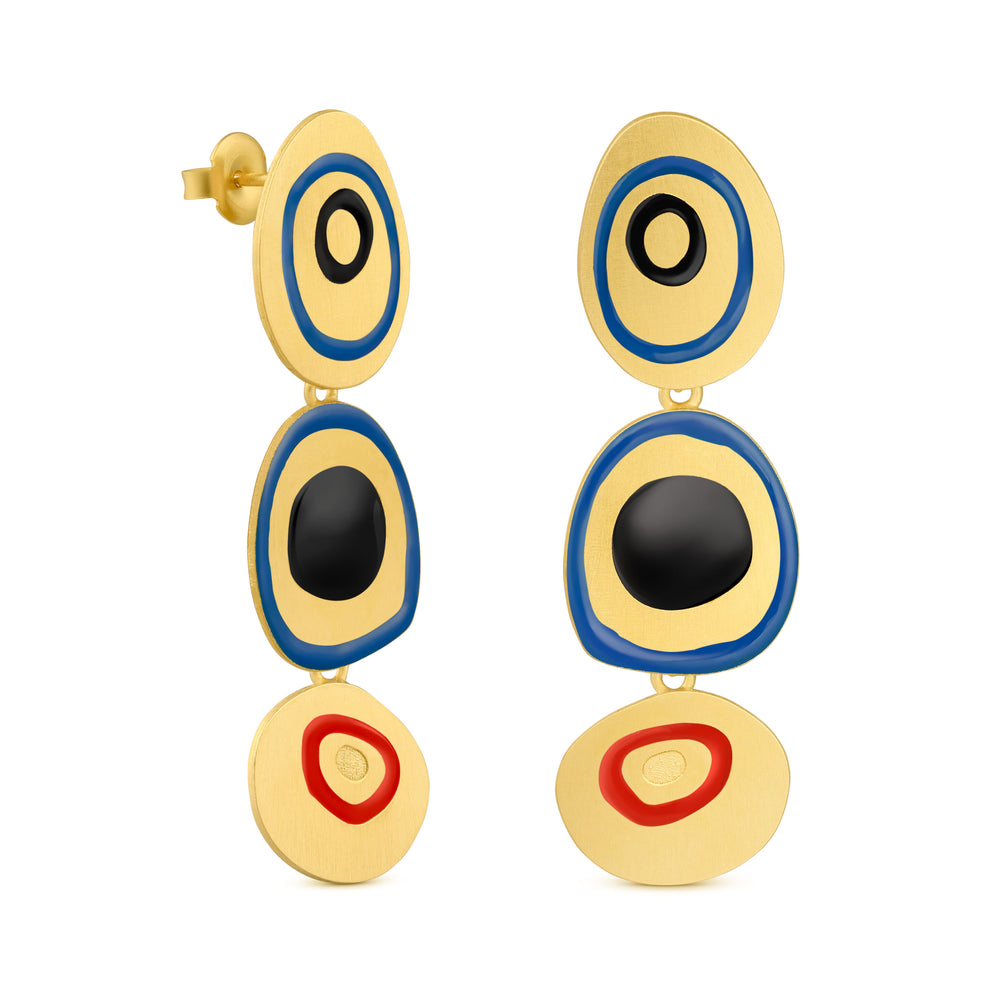 Joan Miró Gold-Plated Concentric Circles Drop Earrings