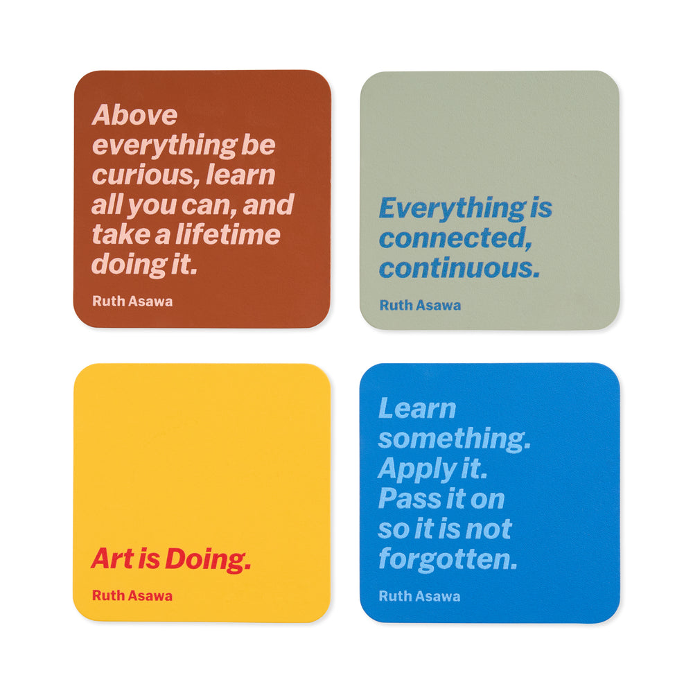 MoMA Artist Recycled Leather Quote Coasters – Set of 4 – Ruth Asawa