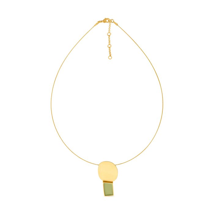 Geometric Collage Gold-Plated Pendant Wire Necklace