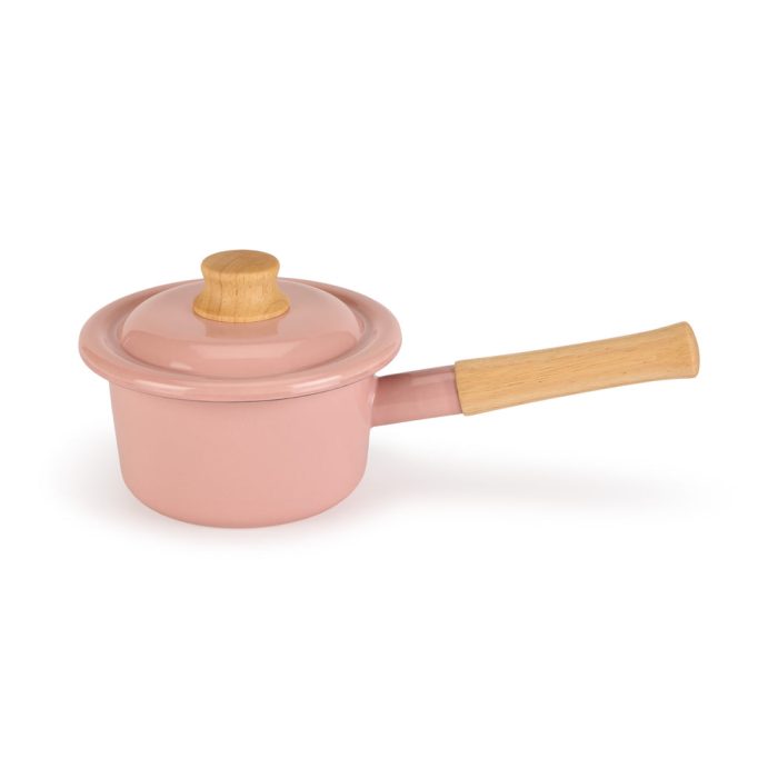Enamel Milk Pan with Lid – Pink
