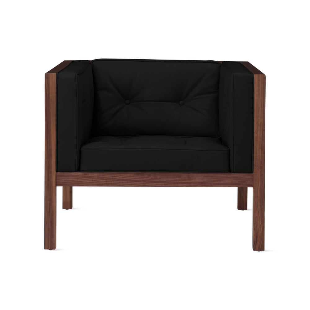 George Nelson Leather Cube Lounge Chair from Herman Miller – Walnut/ Obsidian Leather