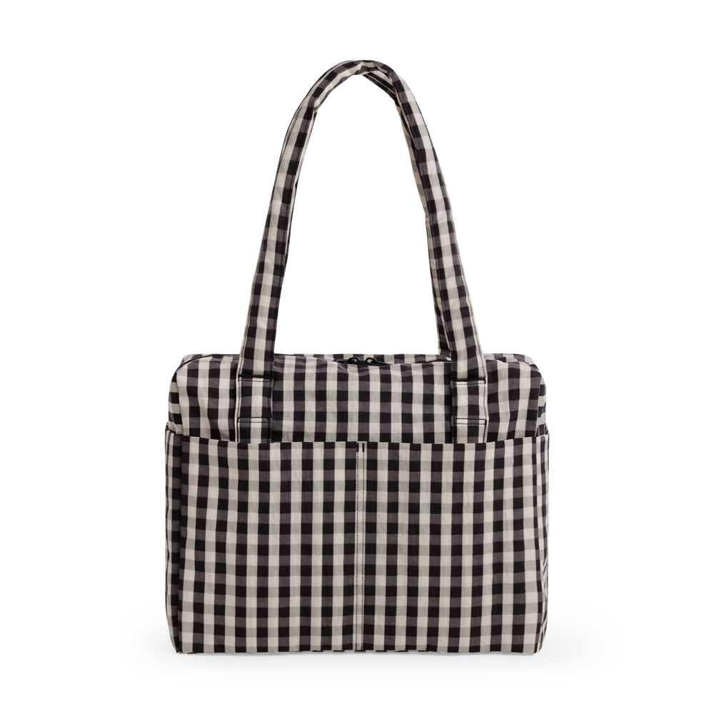 Baggu Small Recycled Nylon Cloud Carry-On Bag – Black/ Cream Gingham