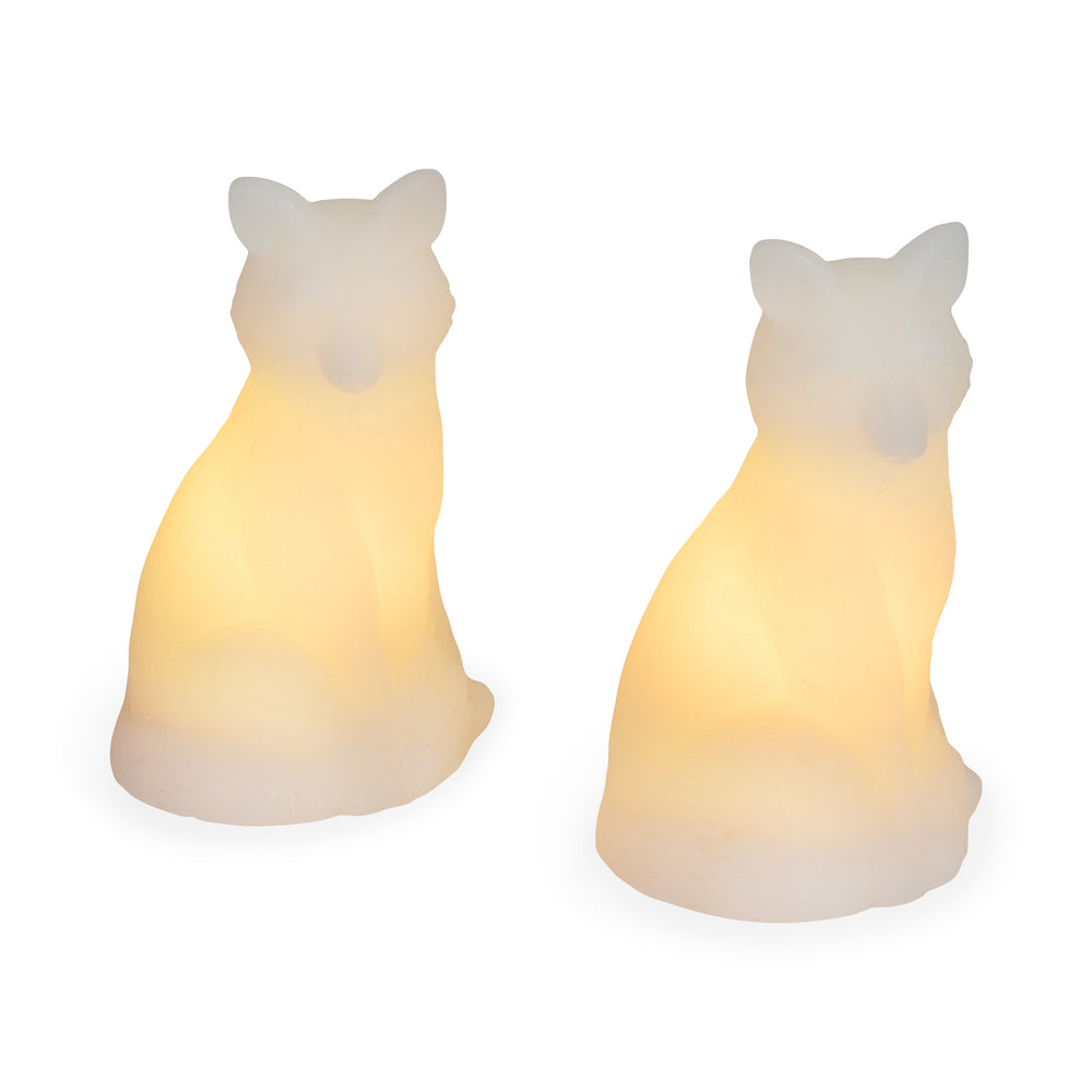 LED Wax Woodland Creature Holiday Decor – Set of 2 – Foxes