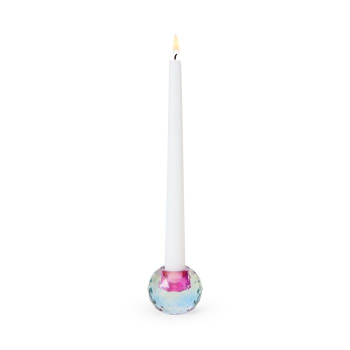 Faceted Orb Crystal Candleholder – Blue/ Lilac