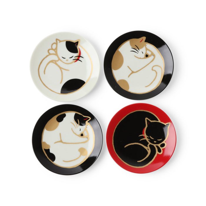 Porcelain Cat Plate – Set of 4