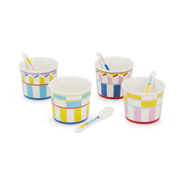 Geocromia Porcelain Dinnerware – Ice Cream Bowl Set of 4