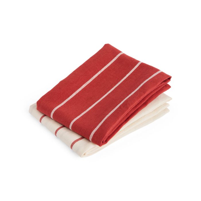 HAY Outdoor Market by Jasper Morrison Shop Tea Towels – Set of 2 – Beige/ Red