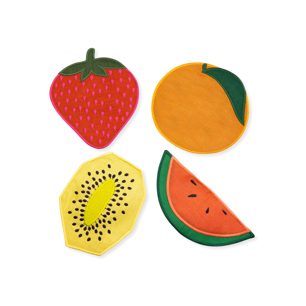 Fruit Salad Linen Cocktail Napkins – Set of 4